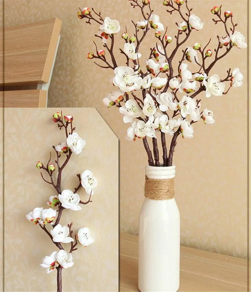 3 Sticks Artificial Blossom Flower Bouquet Sticks White