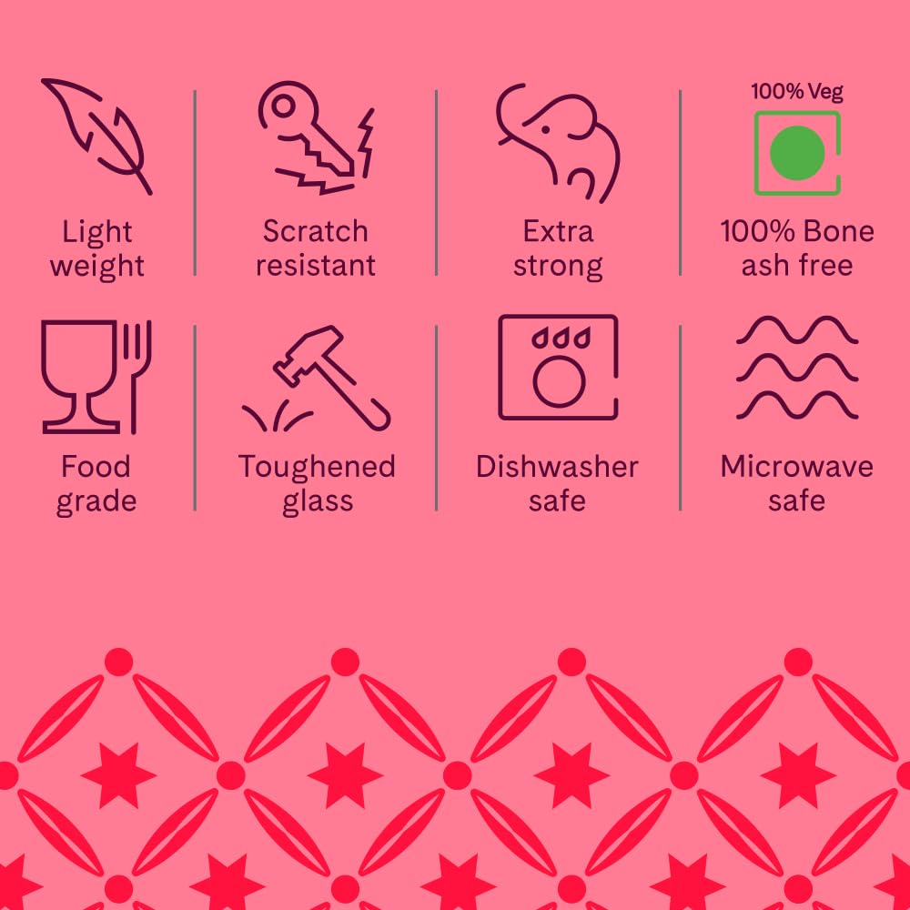 Larah by Borosil Crysta Series Costa Opalware Mug | Set of 6 Tea/coffee Mugs | 210 Ml Each