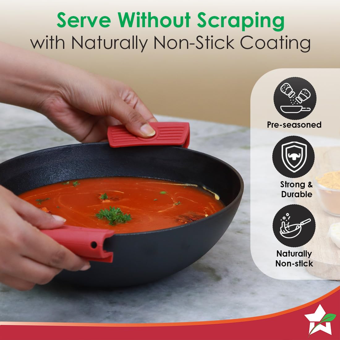Wonderchef Forza Pre-Seasoned Cast-Iron Kadhai