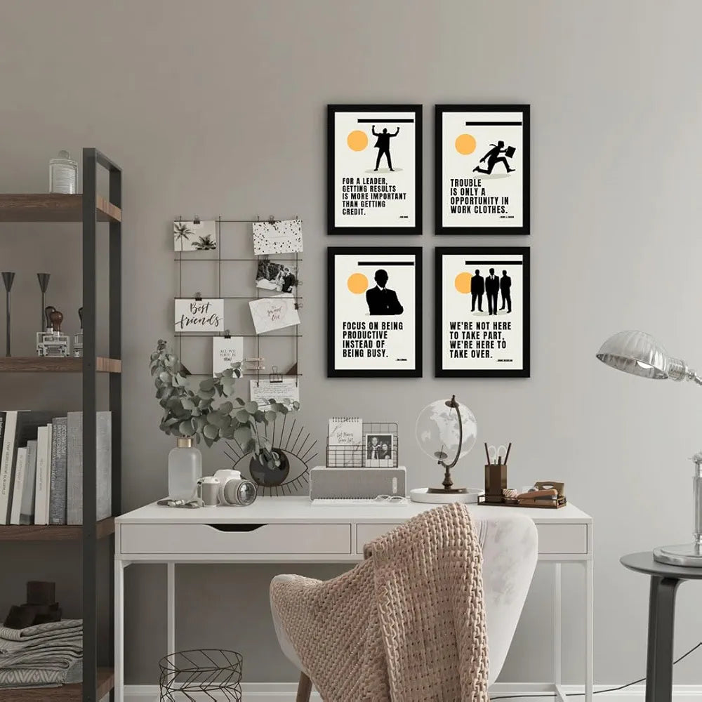 ArtX Paper Marketing Business Sales Motivational Quotes Wall Frames AXF00183-MOT Set of 4