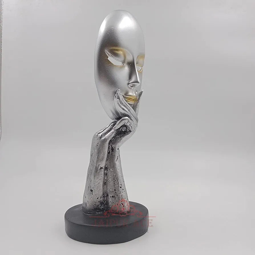 Jaipur Ace Lady Face Statue Sculptures Showpieces Creative Abstract Design Art Silver Face