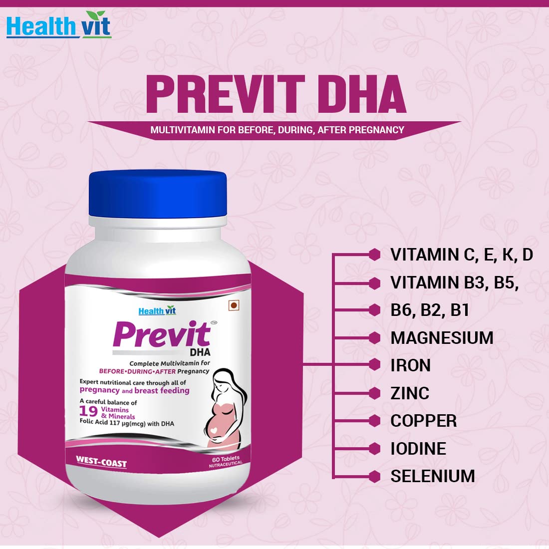 Healthvit Previt Prenatal - 60 tabs - Swadesi