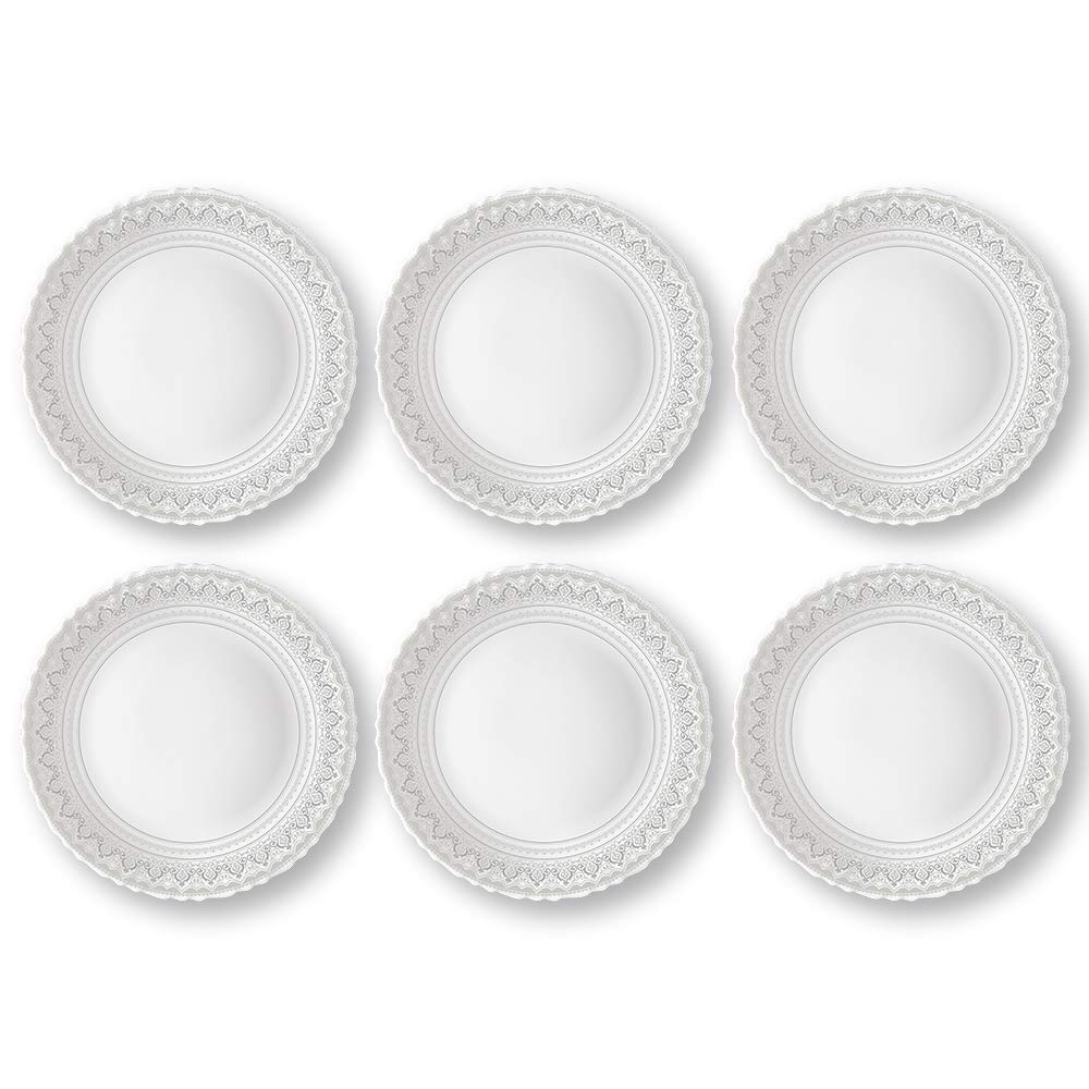 Larah by Borosil Opalware Classic Full Plate | White | 11 Inch | Set of 6