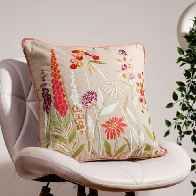 Haus & kinder Decorative Embroidered Cushion Cover | Colour Embroidery Felt