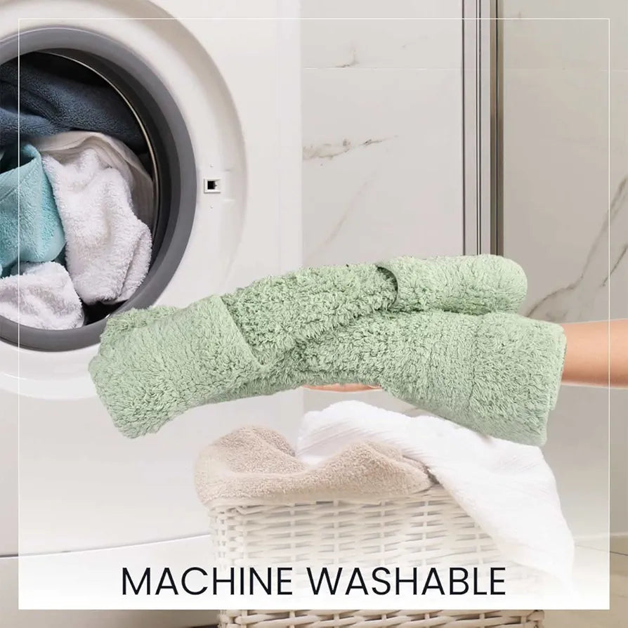 Sashaa World Solid Anti-skid Cotton Bathmat And Contour Set For Bathroom Colour Mint (Pack Of 2)