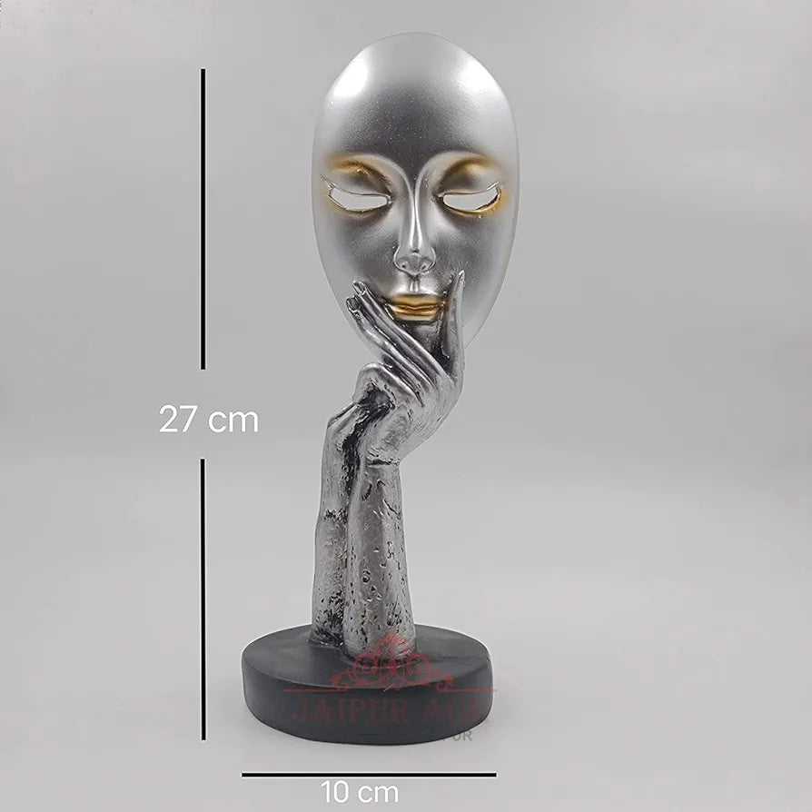 Jaipur Ace Lady Face Statue Sculptures Showpieces Creative Abstract Design Art Silver Face