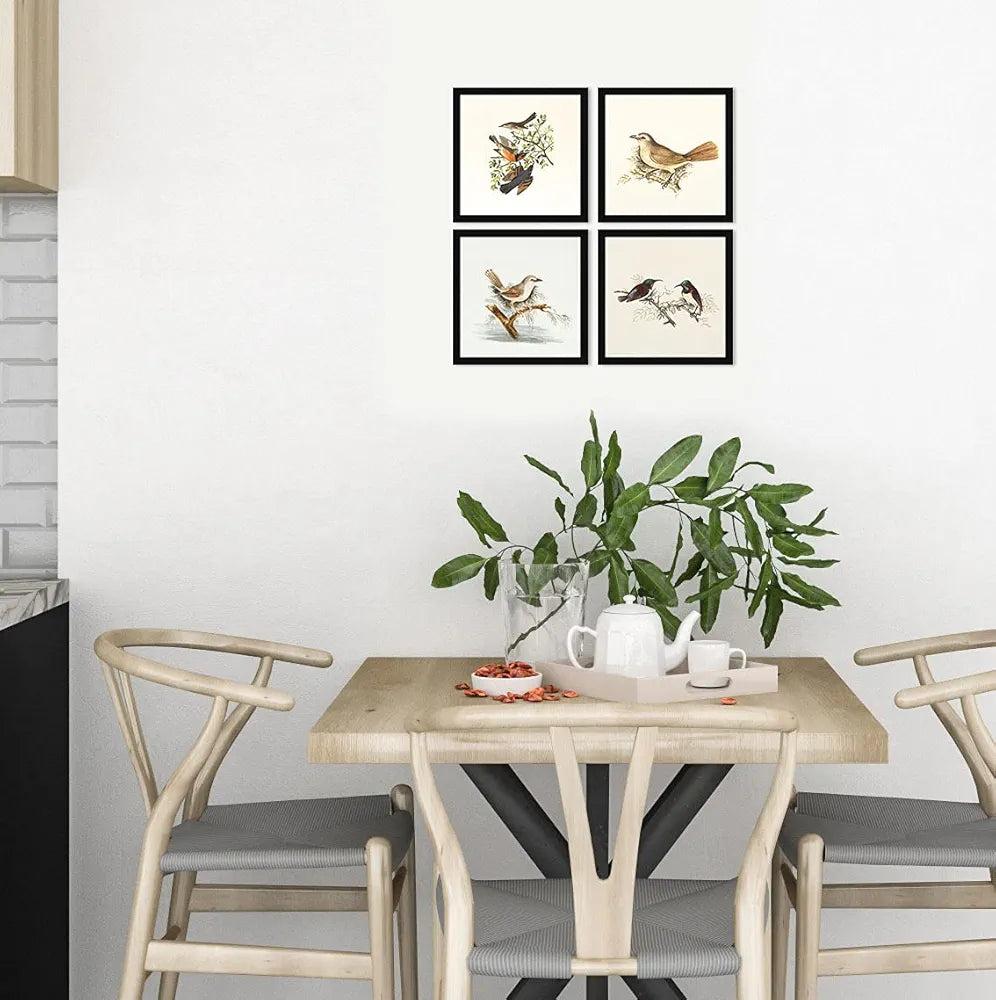 ArtX Paper Birds Wall Art Painting Framed Paintings Set of 4