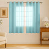 Cloth Fusion Cotton Feel Sheer Window Curtains 5 Feet Long Set of 2 Semi-Transparent Aqua