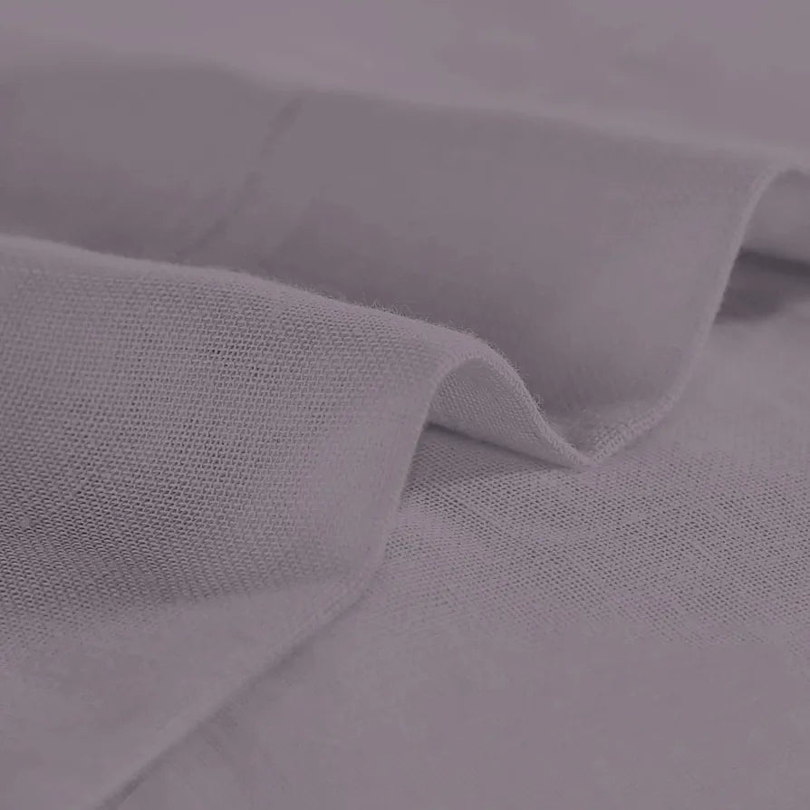 Cloth Fusion Plain Cotton Feel Sheer Window Curtains 5 Feet Long Set of 2 Semi-Transparent Lavender