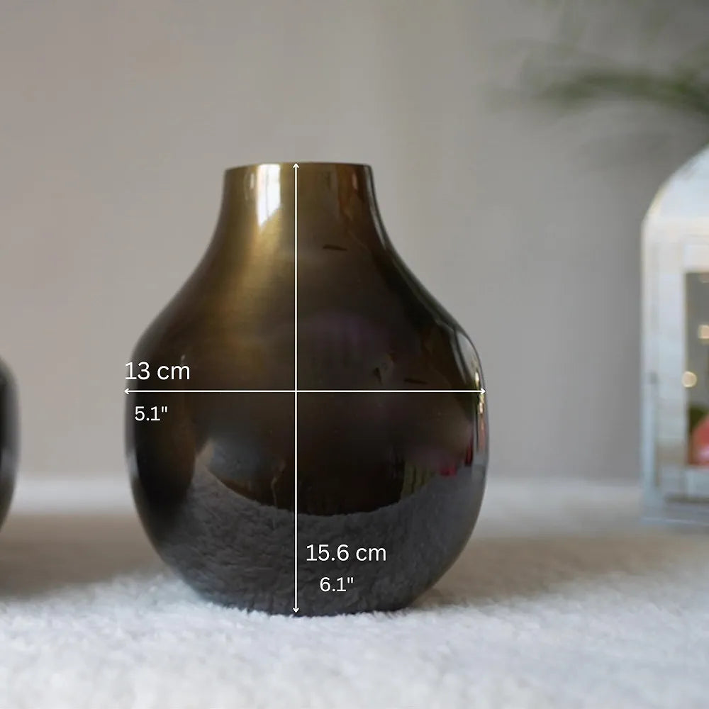 Behoma Metal Flower Vase Brass Colour Small Flowers not Included