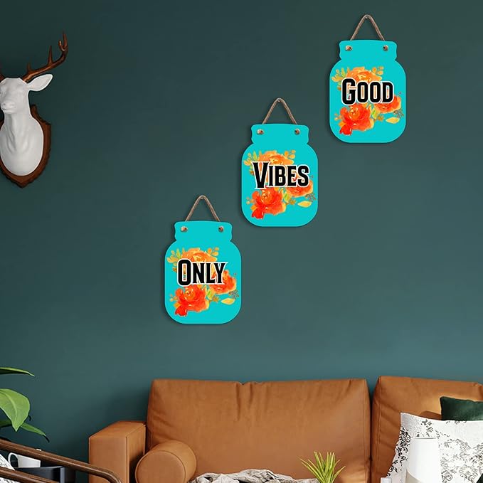 Sehaz Artworks Home Decor Items For Living Room Wooden Wall Hangings For Good Vibes Only