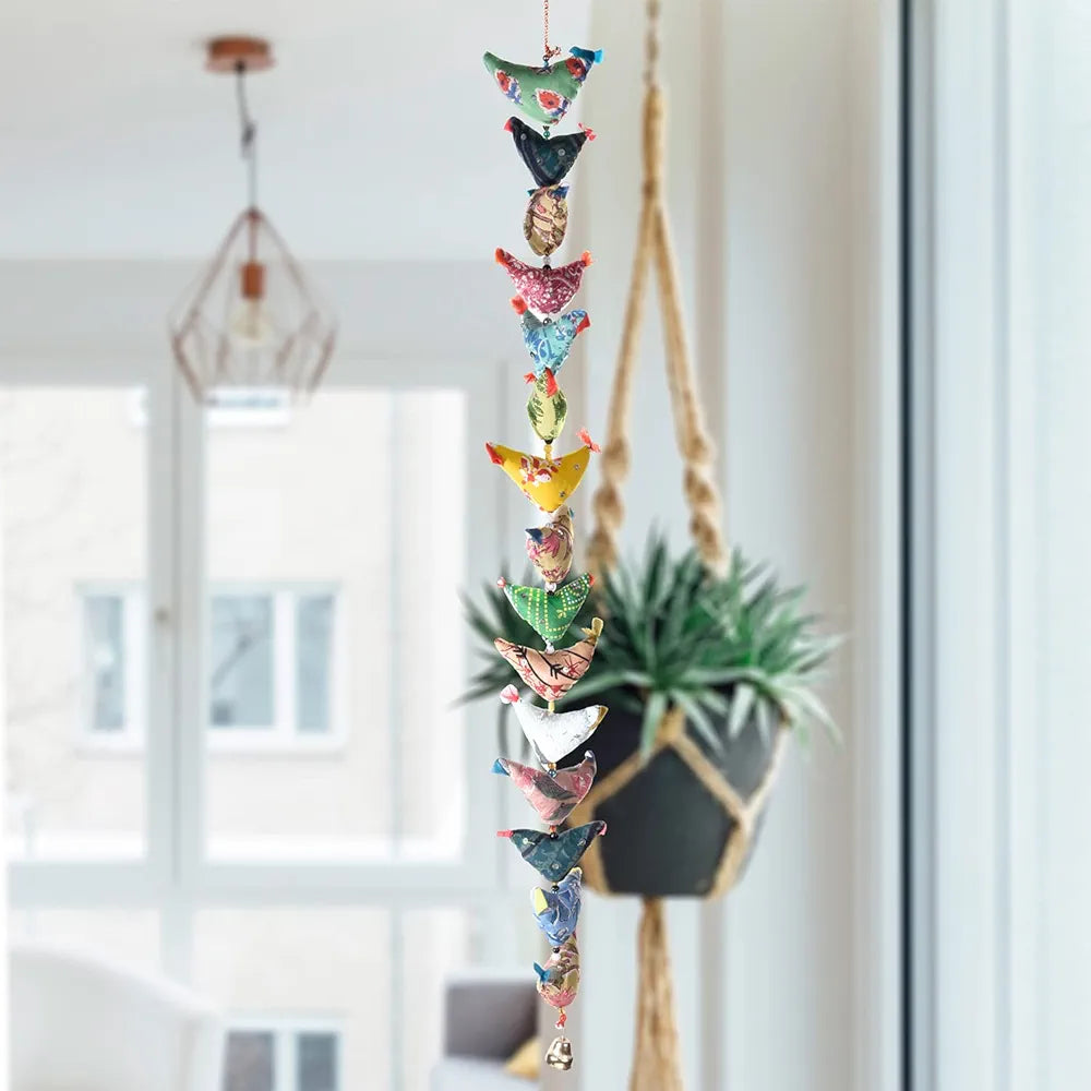 Kuber Industries Rajasthani Traditional Windchimes 15 Hanging Birds with Bell