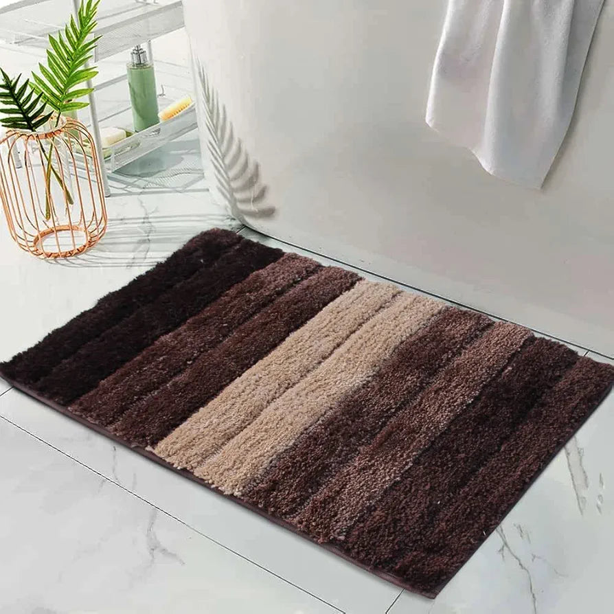 Luxe Home International Microfiber Rectangular Bath mat Soft Anti Slip Skid Luxury Mats 40X60 Cm Colour Walnut  (Pack of 2)