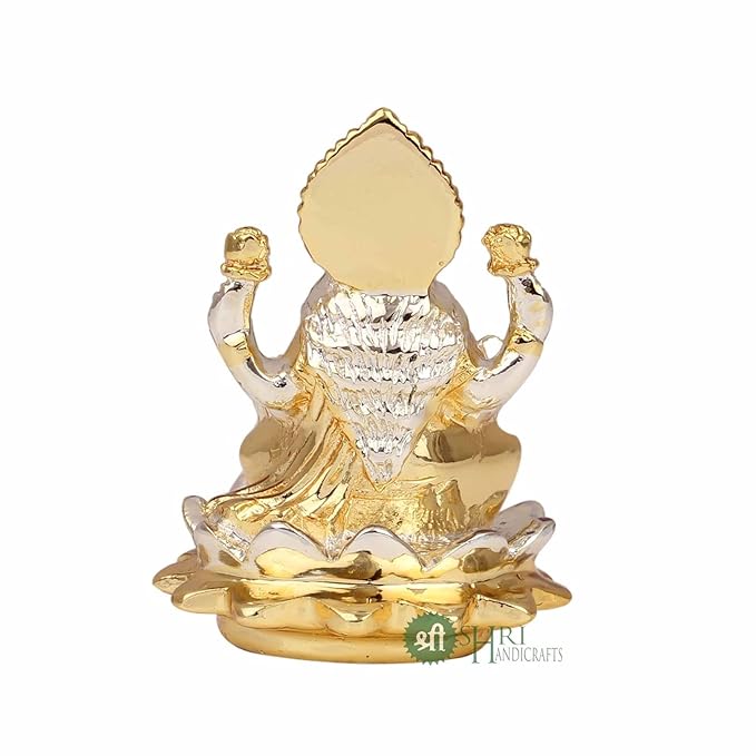 Indicast Resin Sitting on Lotus Goddess Mata Laxmi Idol Murti Statue for Home and Office Decor & Gifts