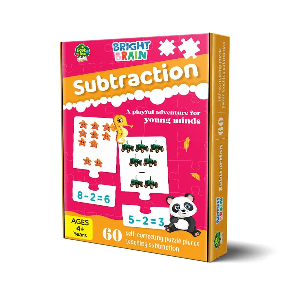 Bright Brain Subtraction Puzzle for Kids – 60 Self-Correcting Pieces | Math Learning Game for Preschoolers | Educational Toy for Early Math Skills | Ages 4+ by Majestic Book Club
