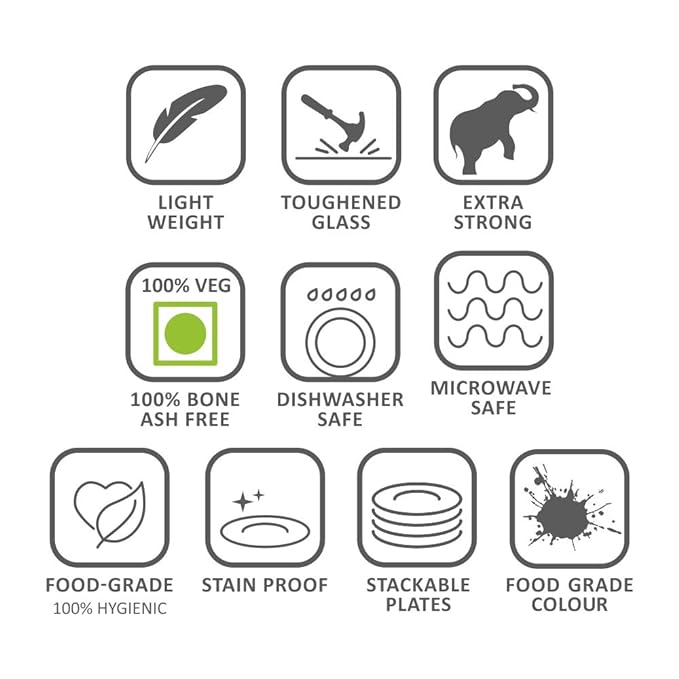 Larah by Borosil Blue Cascade Opalware Dinner Set | 13 -piece | White