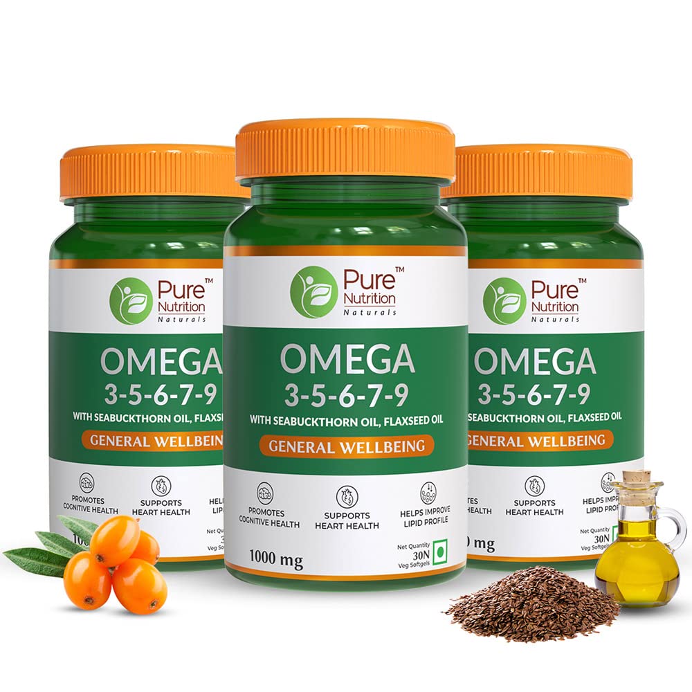 Pure Nutrition Naturals Omega 3-5-6-7-9 with Seabuckthorn Oil & Flaxseed Oil - 30 tabs