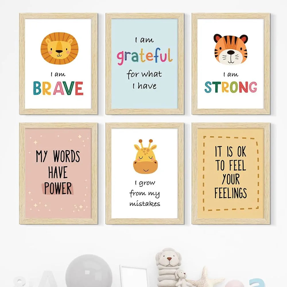 ArtX Paper Cartoon Animals Motivational-02 Quotes Wall Paintings Set of 6