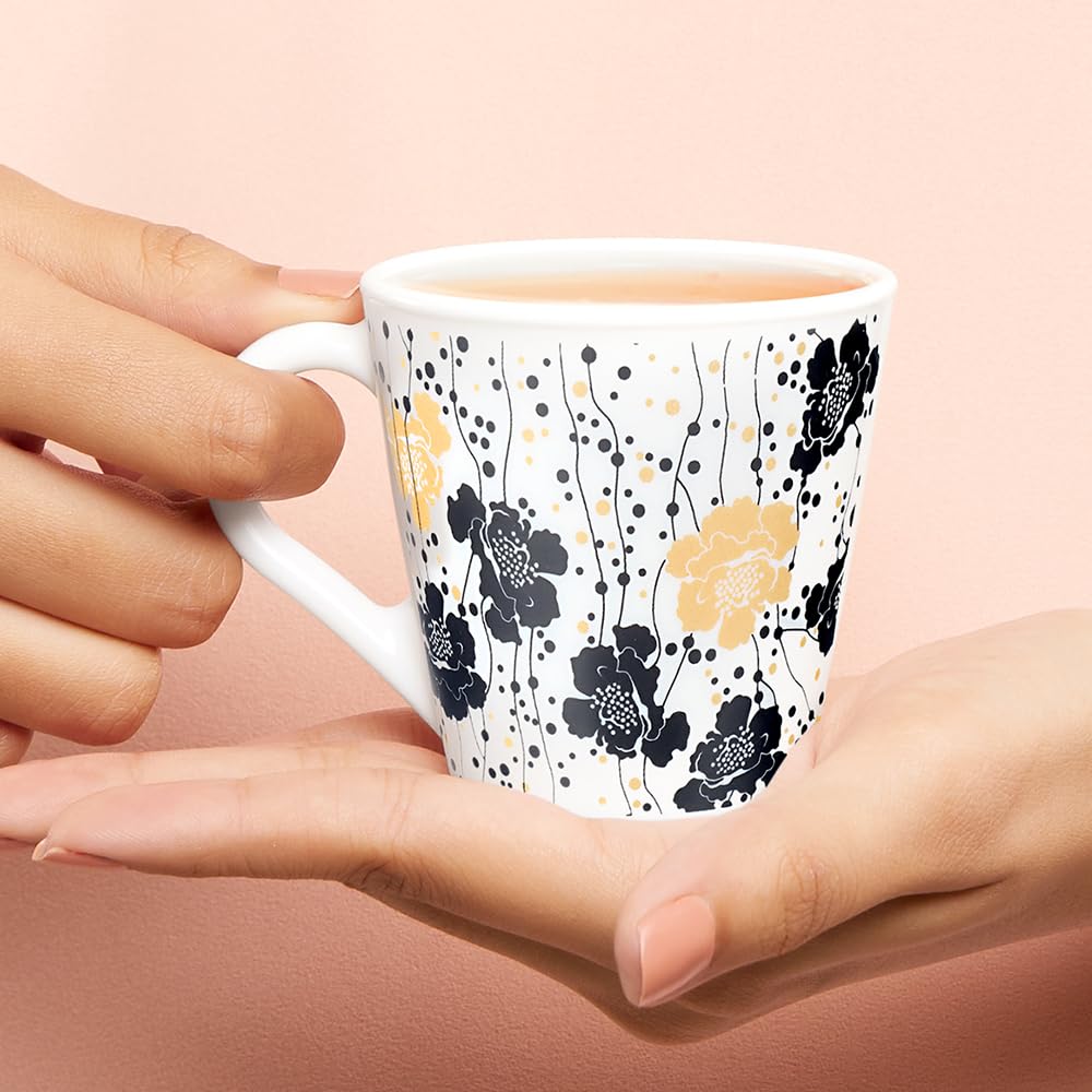 Larah by Borosil Novelty Series Dreamer Opalware Mug, Set of 6 Tea/coffee Mugs | 160 Ml Each