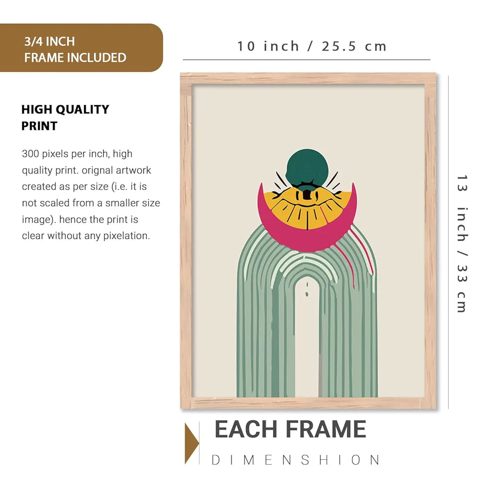 Kotart Minimal Boho Painting with Frame Wall Painting for Living Room Pack of 6