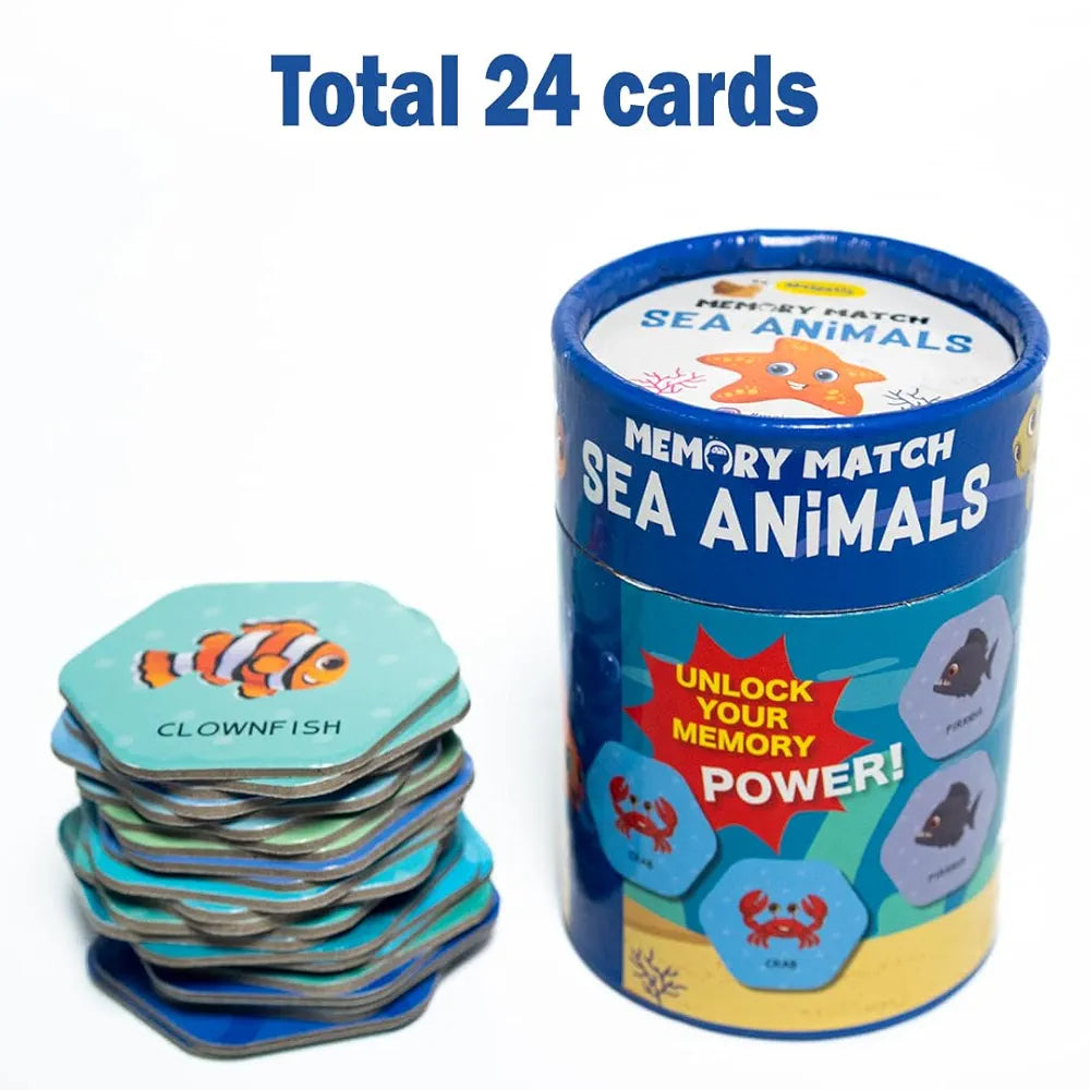 THE BOOK TREE Memory Match Game: Sea Animals – 24 Durable Cards, 12 Ocean-Themed Pairs, Brain-Boosting Educational Game for Kids, Toddlers, and Families