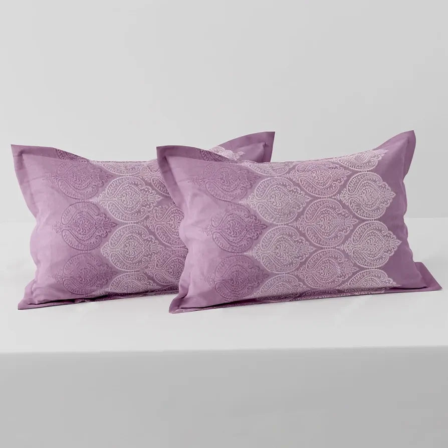 Cloth Fusion Glace Cotton Pillow Cover Set of 2 with Envelope Closure Soft Pillow Ogee Lavender