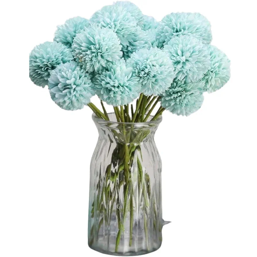 Artificial Chrysanthemum Hydrangea Ball Flower Sticks Blue