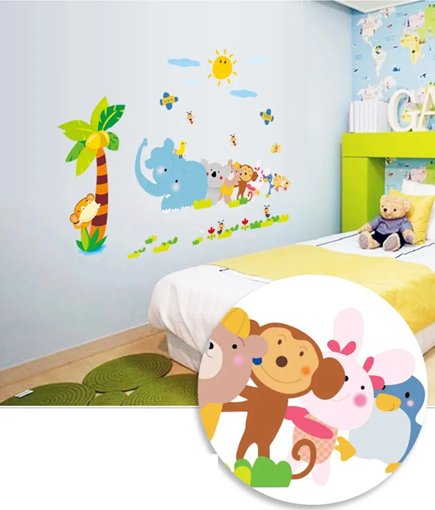 Jaamso Royals Cartoon Animal Jungle Vinyl Peel and Stick Decorative Wall Sticker