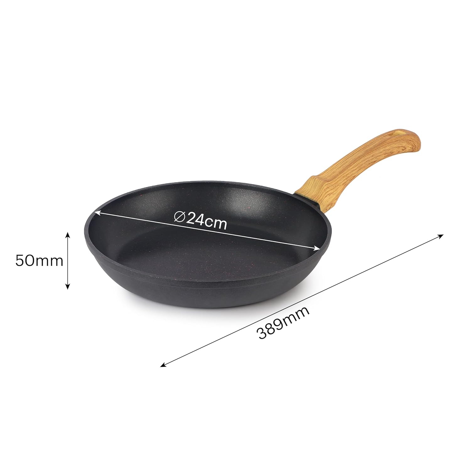 Cello Castello Die Cast Induction Taper Aluminium Fry Pan | Induction Base Fry Pan | Wooden Handle