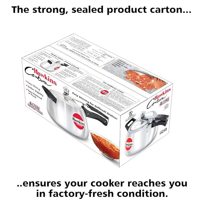 Hawkins Contura 4 Litre Aluminium Inner Lid Pressure Cooker Handi Cooker Silver