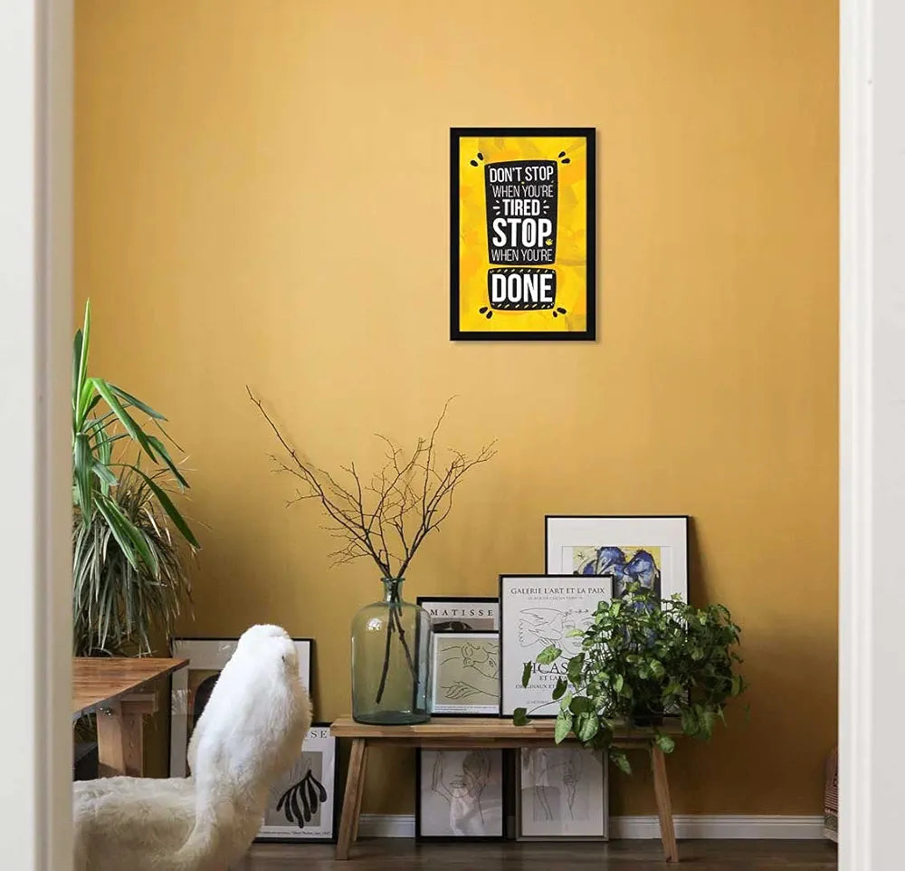 ArtX Paper Stop When You're Done Motivational Quote Framed Wall Art Painting