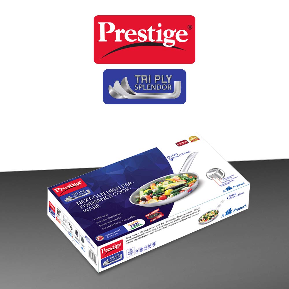 Prestige Triply Spledor Fry Pan Without Lid 220 Mm | 1.2 Litre