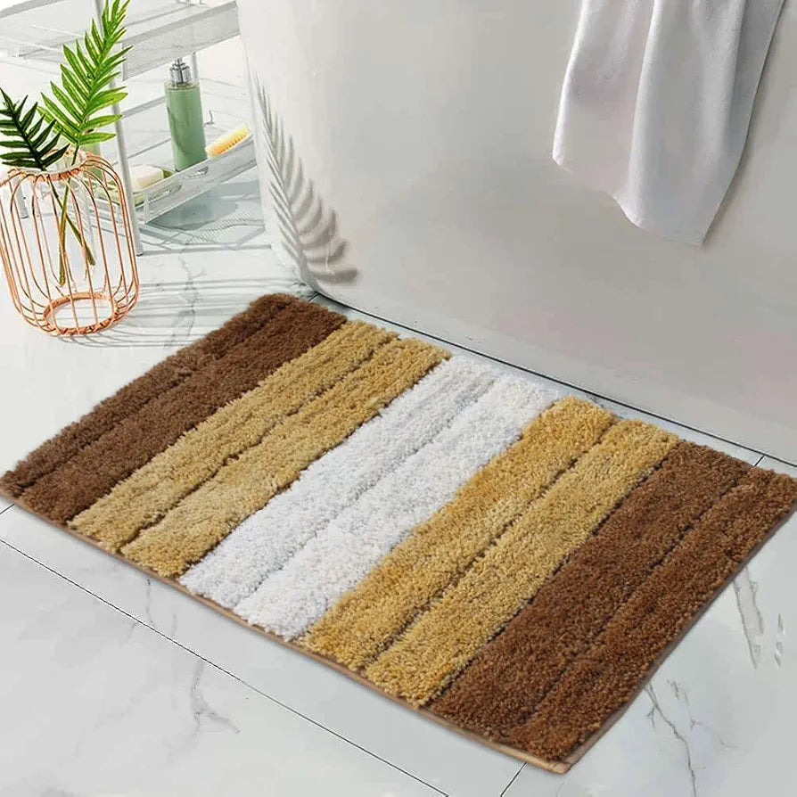 Luxe Home International Microfiber Rectangular Bath mat Soft Anti Slip Skid Luxury Mats 40X60 Cm Colour Tobacco (Pack of 2)