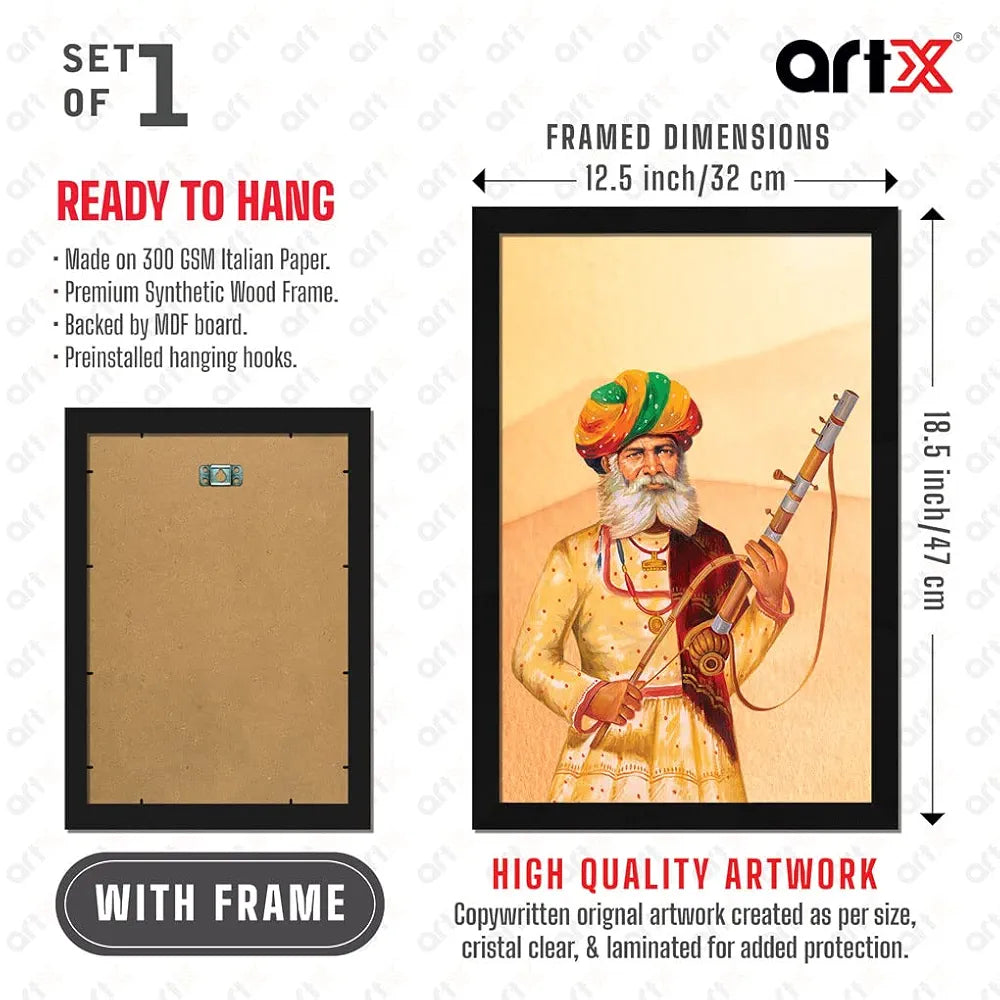 ArtX Paper Village Man AXI00275-VIL Framed Wall Art Painting