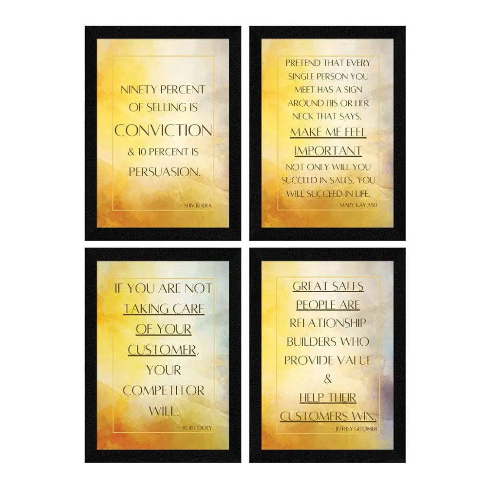 ArtX Paper Business Sales & Marketing Motivational Quotes B0D4VLF39N Wall Frames  Set of 4