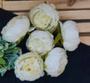 6 Pcs Artificial Fabric Rose Flower Heads Handmade Peony Style Flowers White
