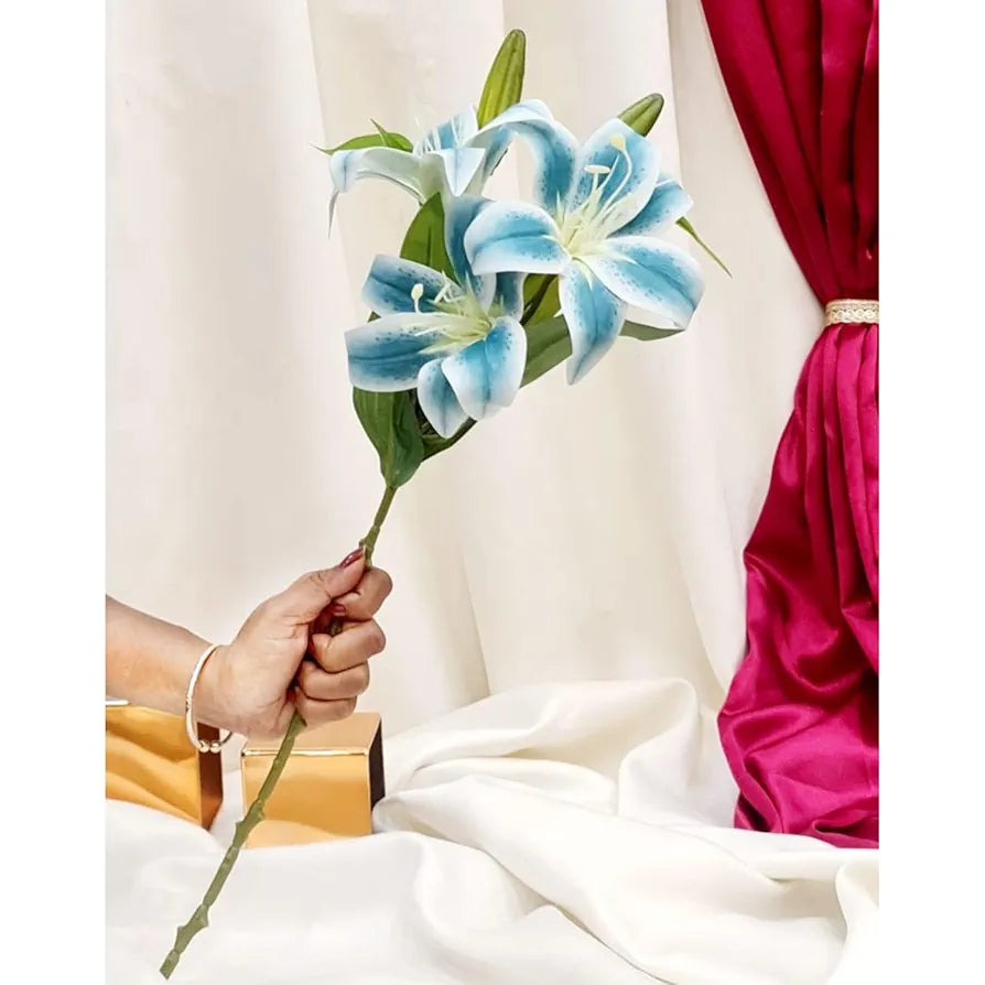 Lily Artificial Flowers Sticks Blue