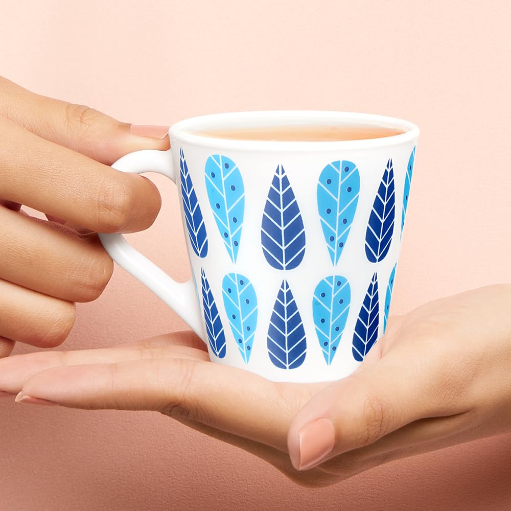 Larah by Borosil Novelty Series Fable Opalware Mug, Set of 6 Tea/coffee Mugs | 160 Ml Each