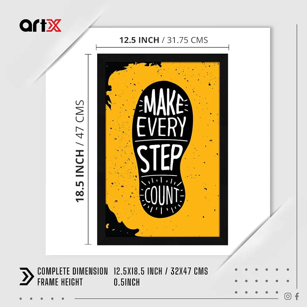 ArtX Paper Motivational Quote Make Every Step Count Wall Frame Art Painting