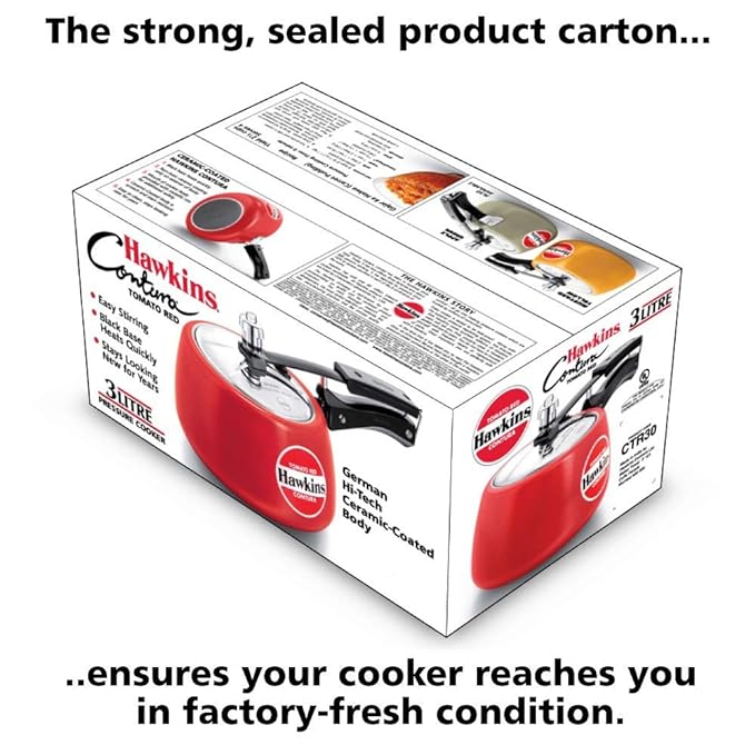 Hawkins Contura Aluminium Inner Lid 3 Litre Pressure Cooker Ceramic Coated Handi Cooker Tomato Red