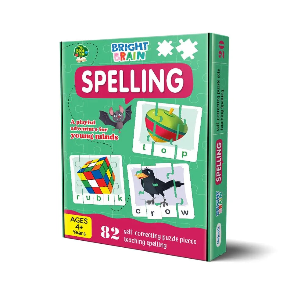 The Book Tree Bright Brain Spellings 82 Piece  Jigsaw Puzzle for Preschoolers, Educational Toy for Learning Space, Gifts for Kids Ages 3 to 6 by Majestic Book Club