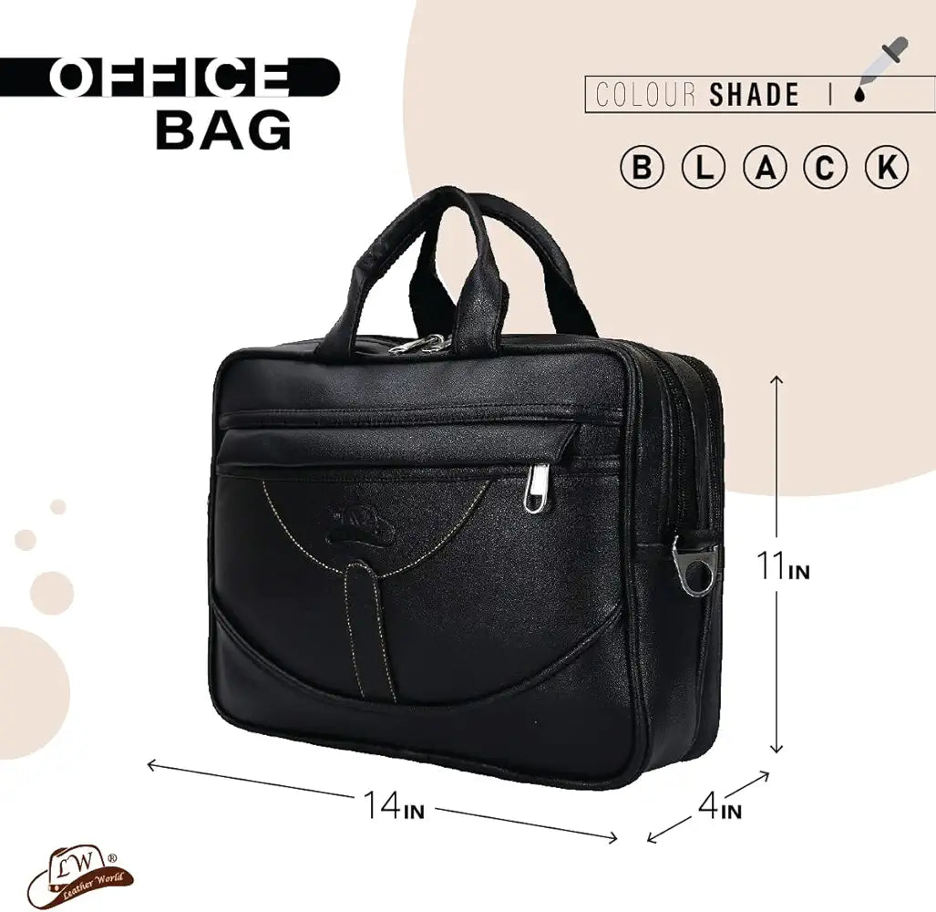 Leather World Pu Leather Mini 14 inch Laptop Office Bag | Office Bag | Messenger Bag | Travel Bag