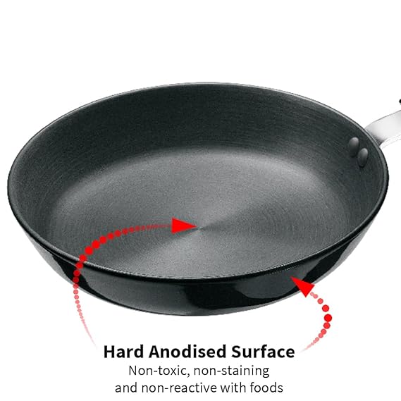 Hawkins Futura 22 cm Frying Pan Hard Anodised Fry Pan with Stainless Steel Lid