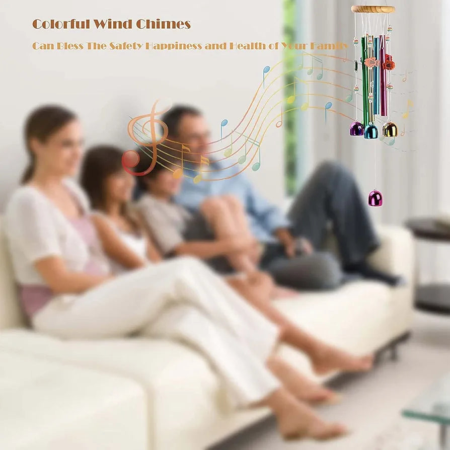 Lilone Brass Pipe And Bell Wind Chimes Multi Color 24 Inch Long
