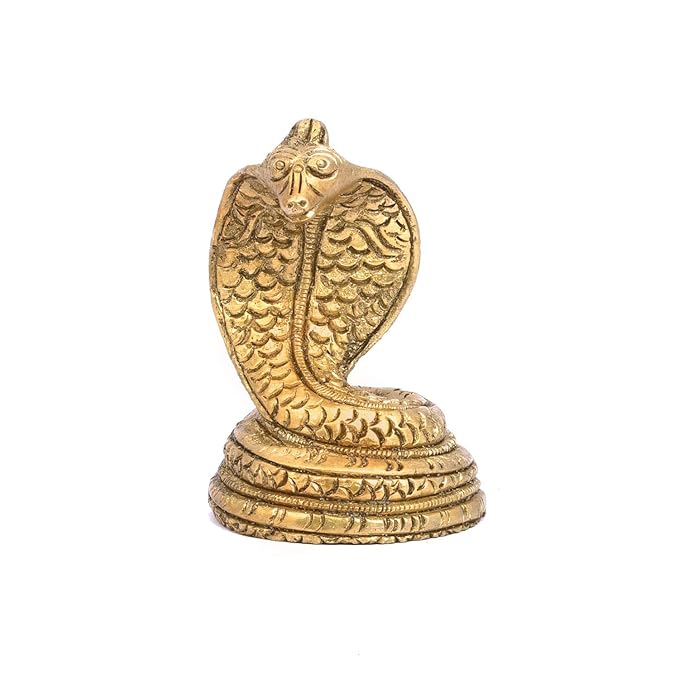 The Advitya Brass Snake Statue for Shivling | Snake Idol Showpiece for Pooja & Decor | 2.5