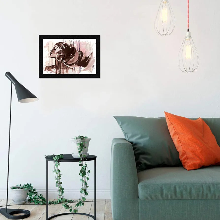 ArtX Modern African Women Wall Art Painting Abstract Synthetic Wood Framed Picture