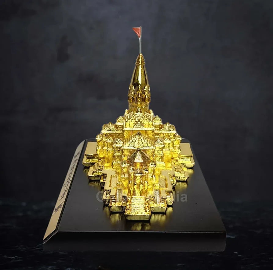 Gold Art India Ram Mandir Ayodhya Gold Plated 24 Karat - Minature small
