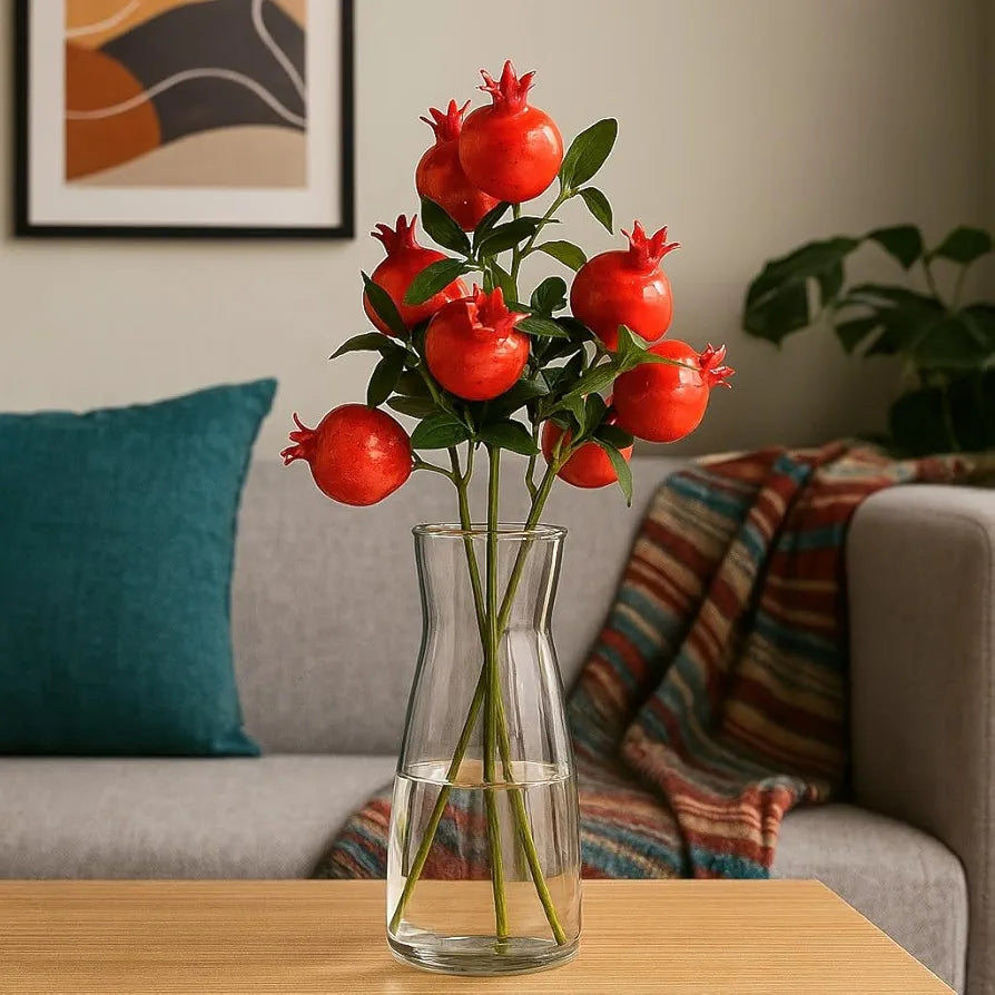 3 Pcs Pomegranate Plant Stick Artificial Pomegranate Branches Lifelike Tree Plants