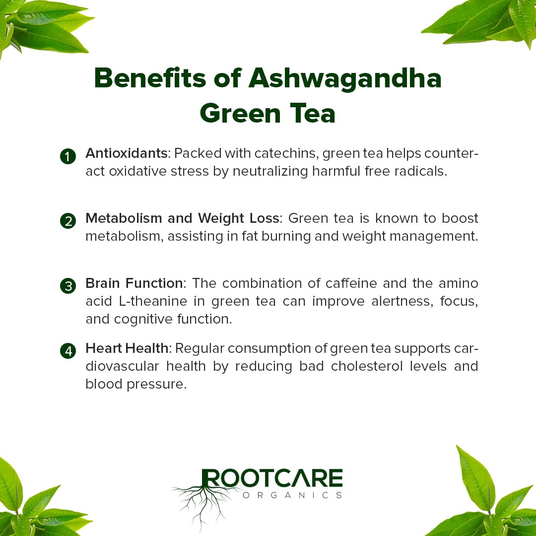 Rootcare Organics Ashwagandha Green Tea - 100 gms