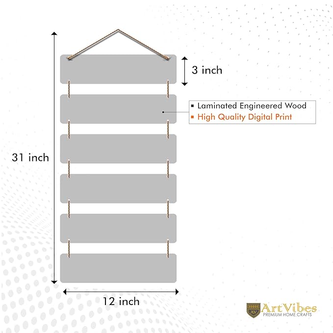 Artvibes Decorative Wall Hanging Ornaments Wooden Art Decoration Item for Living Room | Quotes Item | Set of 6